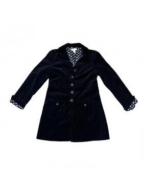 Women’s Blazer Coat Black Velvet Polka Dot Lining S Vintage